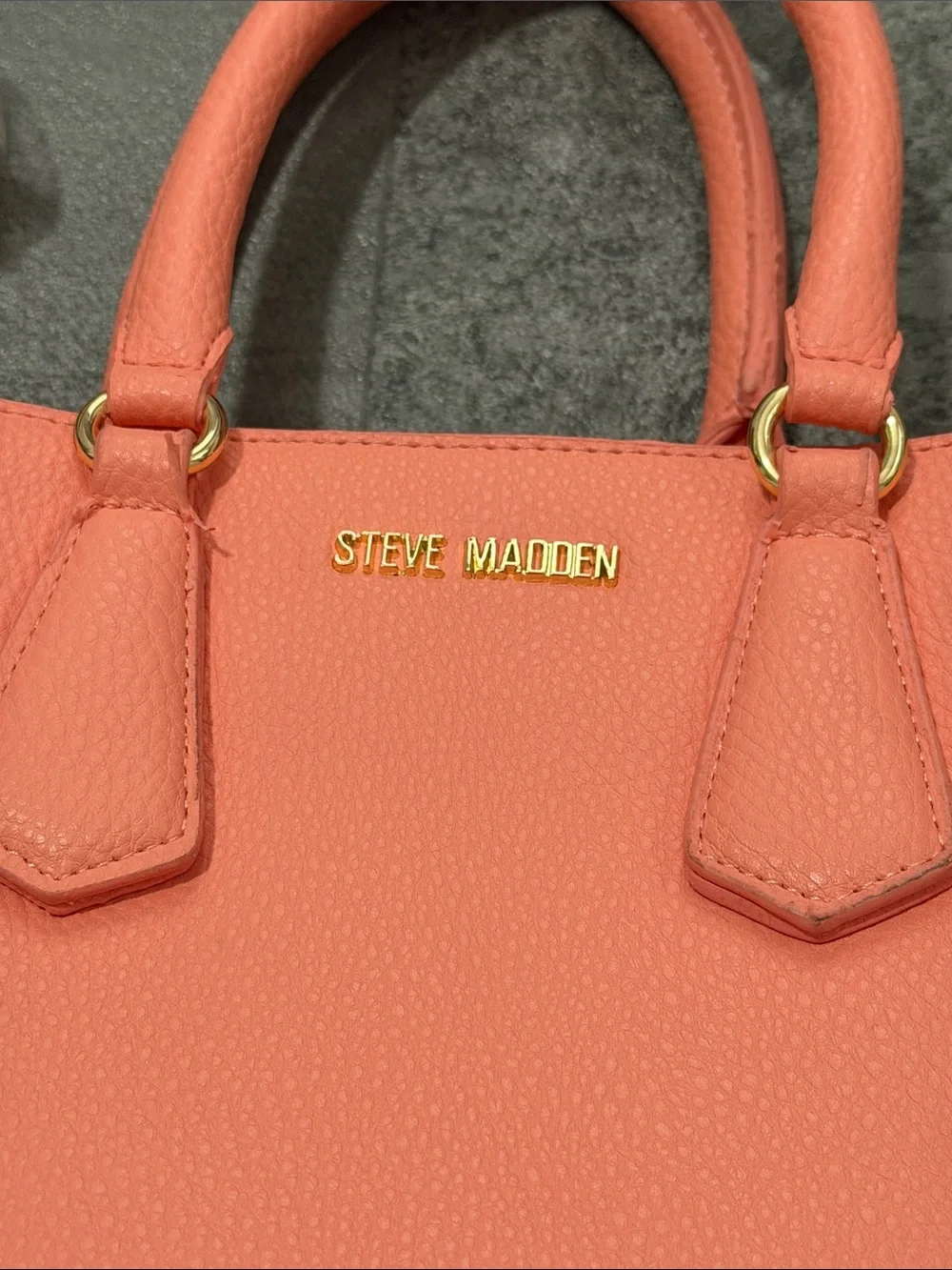 Steve Madden Coral Pink Pebbled Satchel with Strap & Pouch